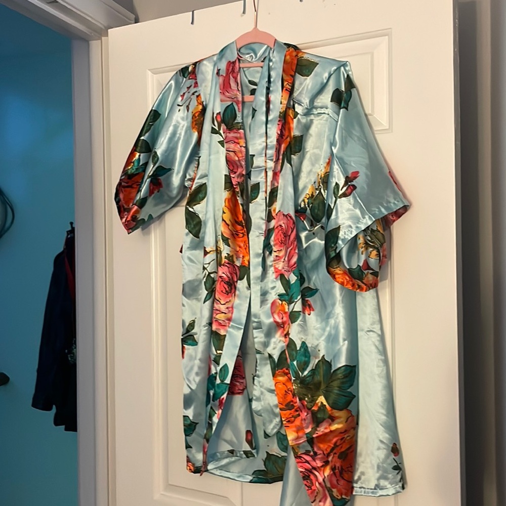 Women’s silk floral robe